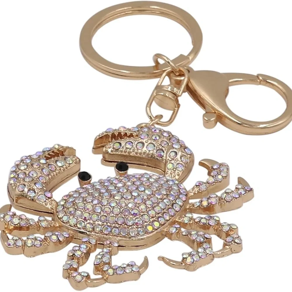 Rhinestone Crab Keychain